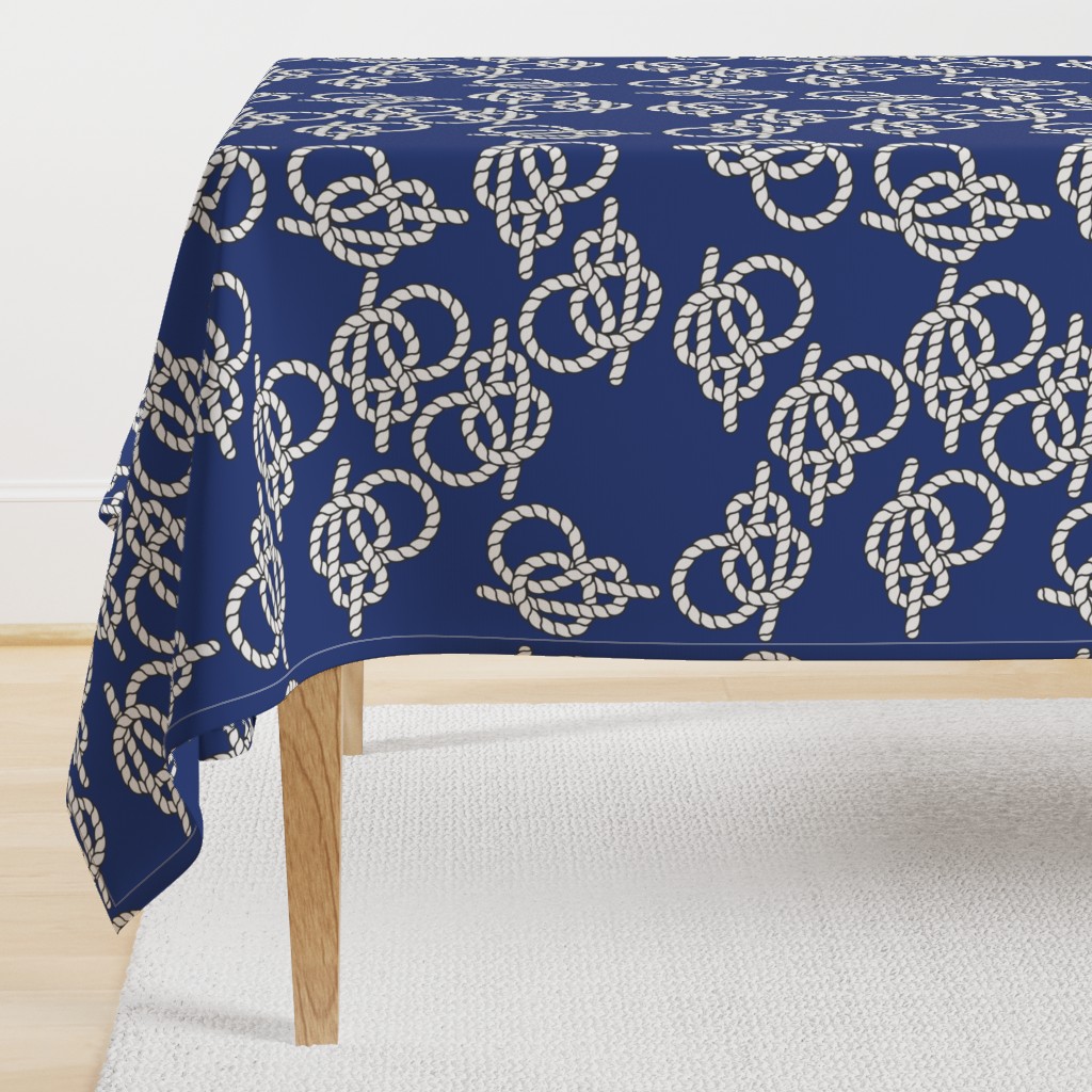 Nautical Knots Print on Blue Background