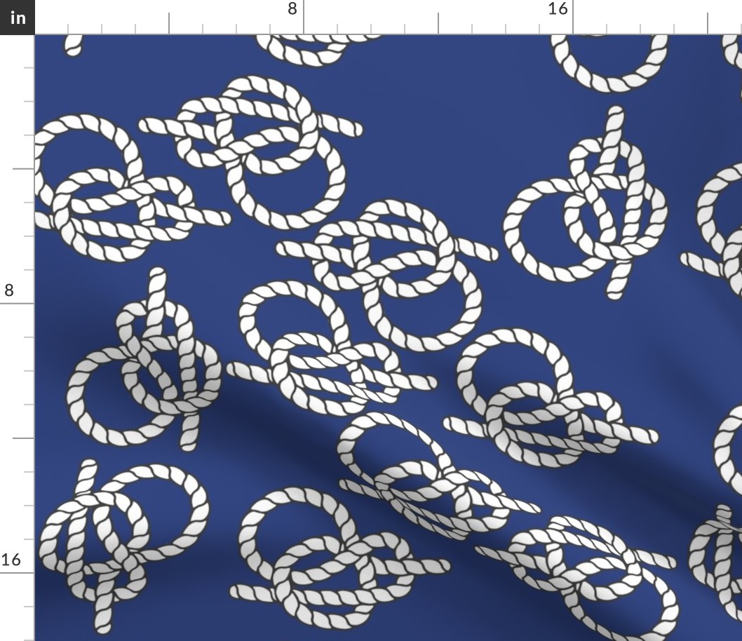 Nautical Knots Print on Blue Background