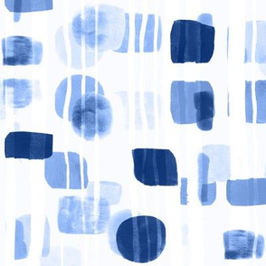 Blue Abstract Gouache Shapes (Large Version)