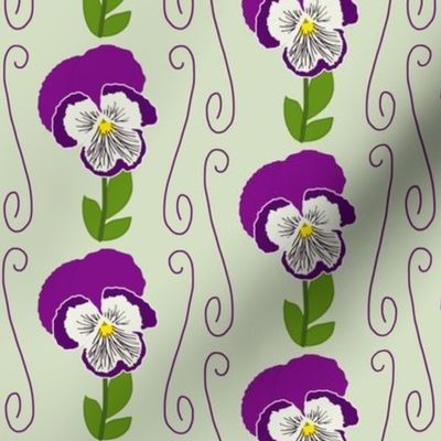 Pretty Purple Pansy - sage green, medium 