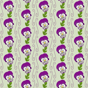 Pretty Purple Pansy - sage green, medium 