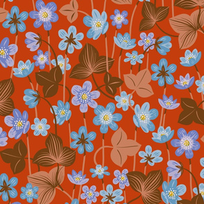 Blue Anemone on Red