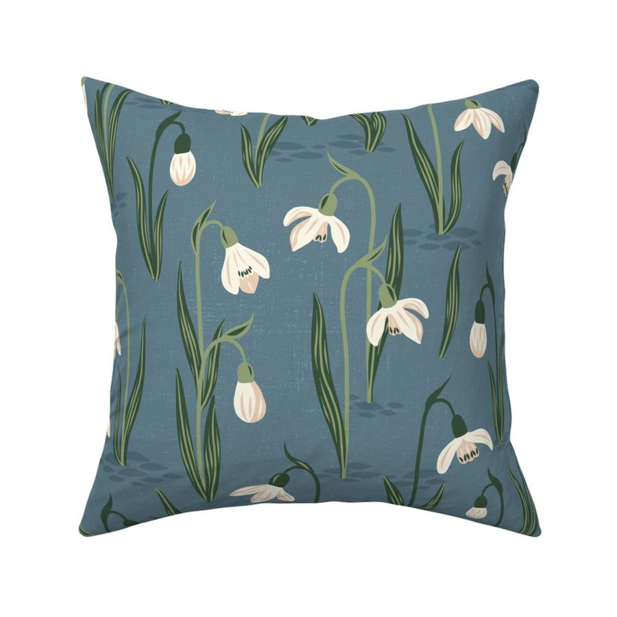 Snowdrops on textured Teal