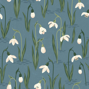 Snowdrops on textured Teal