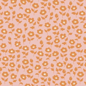 Lil poppy ditsy Orange on Pink
