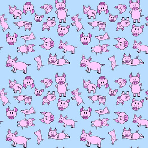 pigs on blue