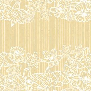 light texture of hand drawn daffodils and stripes