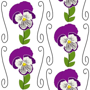 Pretty Purple Pansy #2 - white, extra large 
