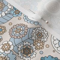 Seventies retro flower blossom - vintage summer blue beige