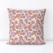 Abstract Messy boho wildflowers - Summer blossom garden ivory in orange pink