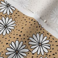 Little Scandinavian daisy garden spots and dots boho spring daisies in trend colors ginger beige yellow