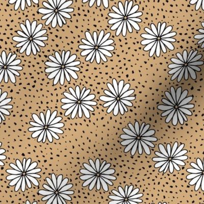 Little Scandinavian daisy garden spots and dots boho spring daisies in trend colors ginger beige yellow