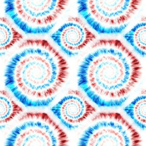 Red, White and Blue Spiral Tie-dye 4 inch repeat