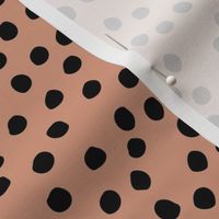 Irregular minimal spots and dots cheetah animal print nursery coral tangerine white black MEDIUM