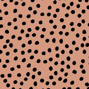 Irregular minimal spots and dots cheetah animal print nursery coral tangerine white black MEDIUM