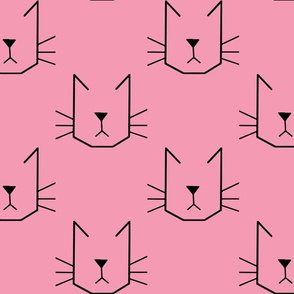 Cat Faces on Pink