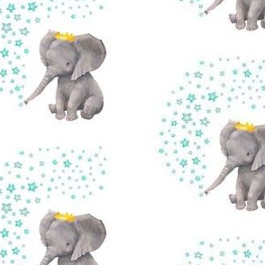 4" Baby Elephant with Teal Stars