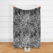 Animal leo print black and white, watercolor  leopard