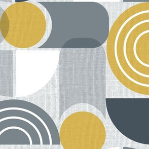 Trailway - Modern Geometric Textured Blue Grey Goldenrod Large Scale