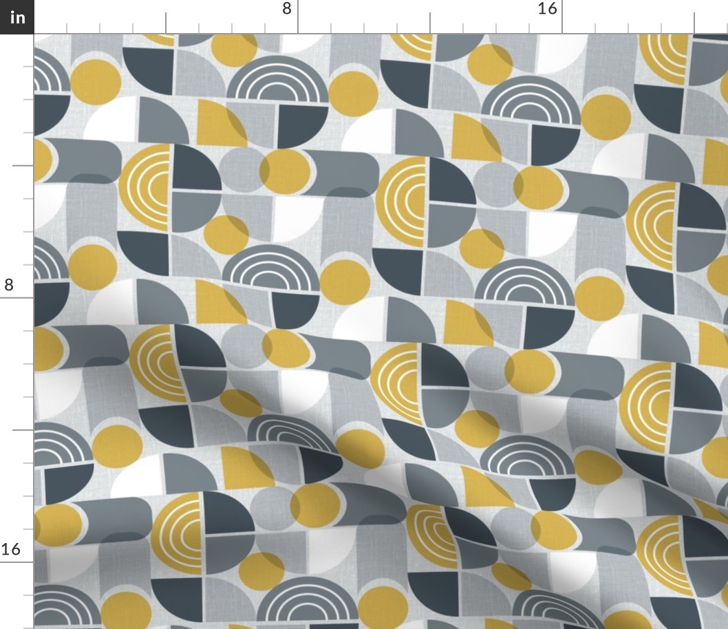 Trailway - Modern Geometric Textured Blue Grey Goldenrod Regular Scale