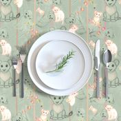 8x10-Inch Half-Drop Repeat of Safari Baby Animals on Soft Sage Background