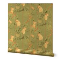 8x10-Inch Half-Drop Repeat of Safari Baby Animals on Soft Sage Background