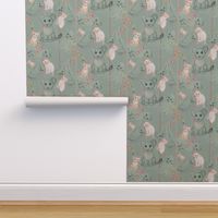 8x10-Inch Half-Drop Repeat of Safari Baby Animals on Soft Sage Background