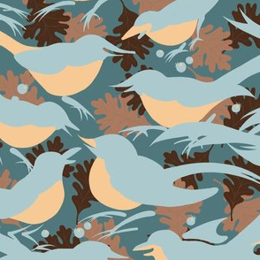 Birds Morning Chatter | Dusty Teal Green