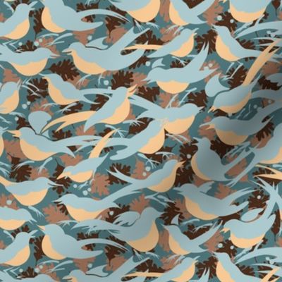 Tiny Birds Morning Chatter  | Dusty Teal Green