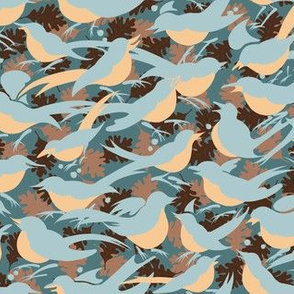 Tiny Birds Morning Chatter  | Dusty Teal Green