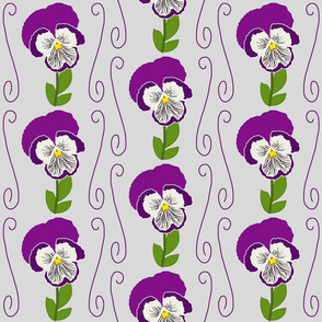 Pretty Purple Pansy - silver grey, large 