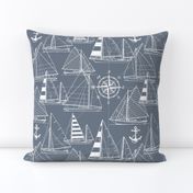 Large  Scale / Sailboats / Blue Grey White 