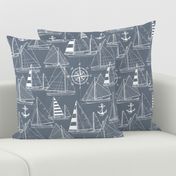 Large  Scale / Sailboats / Blue Grey White 