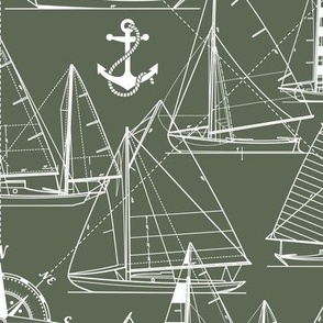 Large Scale / Sailboats / Olive White 