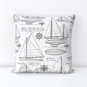 Large Scale / Sailboats 2. / Black On White Background 