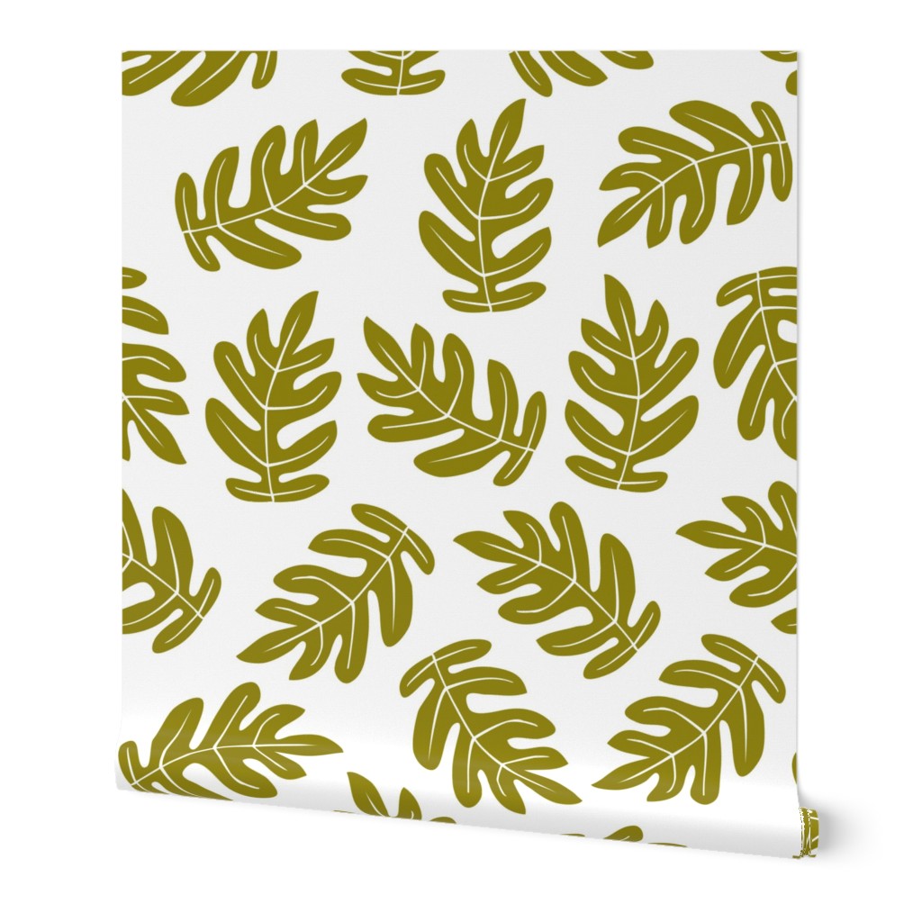 Tropical Leaves - Green on White