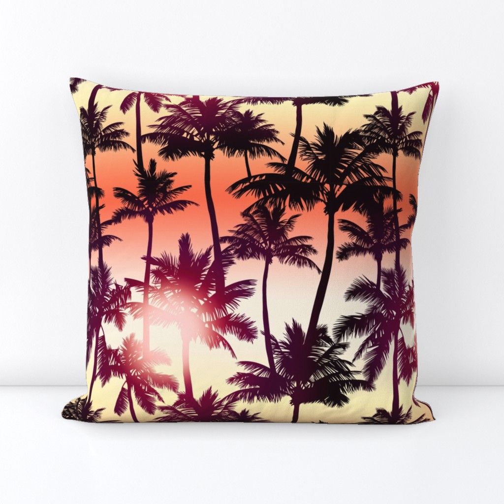 Sunset Palm / Orange Yellow Ombre Background / Large Scale