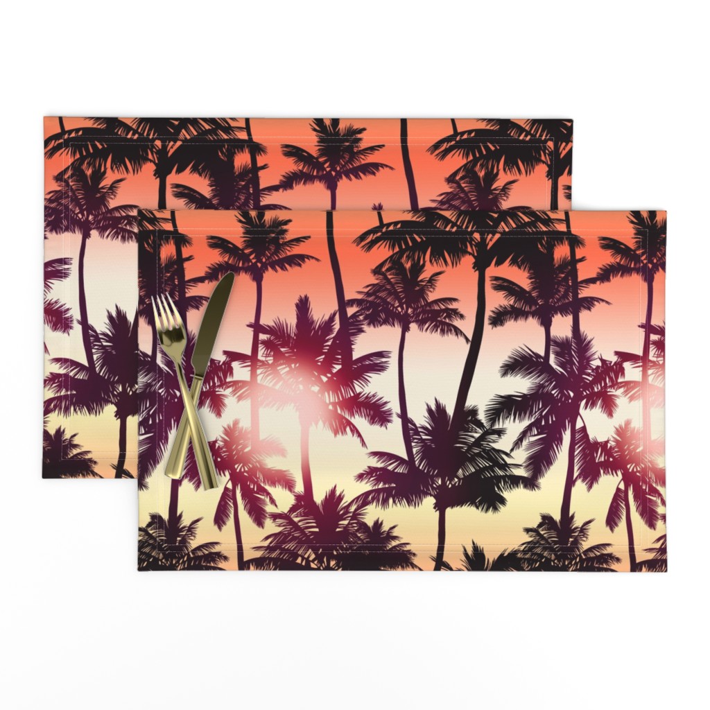 Sunset Palm / Orange Yellow Ombre Background / Large Scale