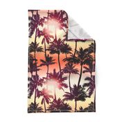 Sunset Palm / Orange Yellow Ombre Background / Large Scale