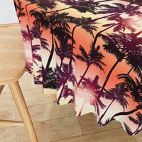 Sunset Palm / Orange Yellow Ombre Background / Large Scale