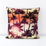 Sunset Palm / Orange Yellow Ombre Background / Large Scale