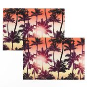 Sunset Palm / Orange Yellow Ombre Background / Large Scale