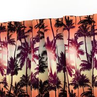 Sunset Palm / Orange Yellow Ombre Background / Small Scale