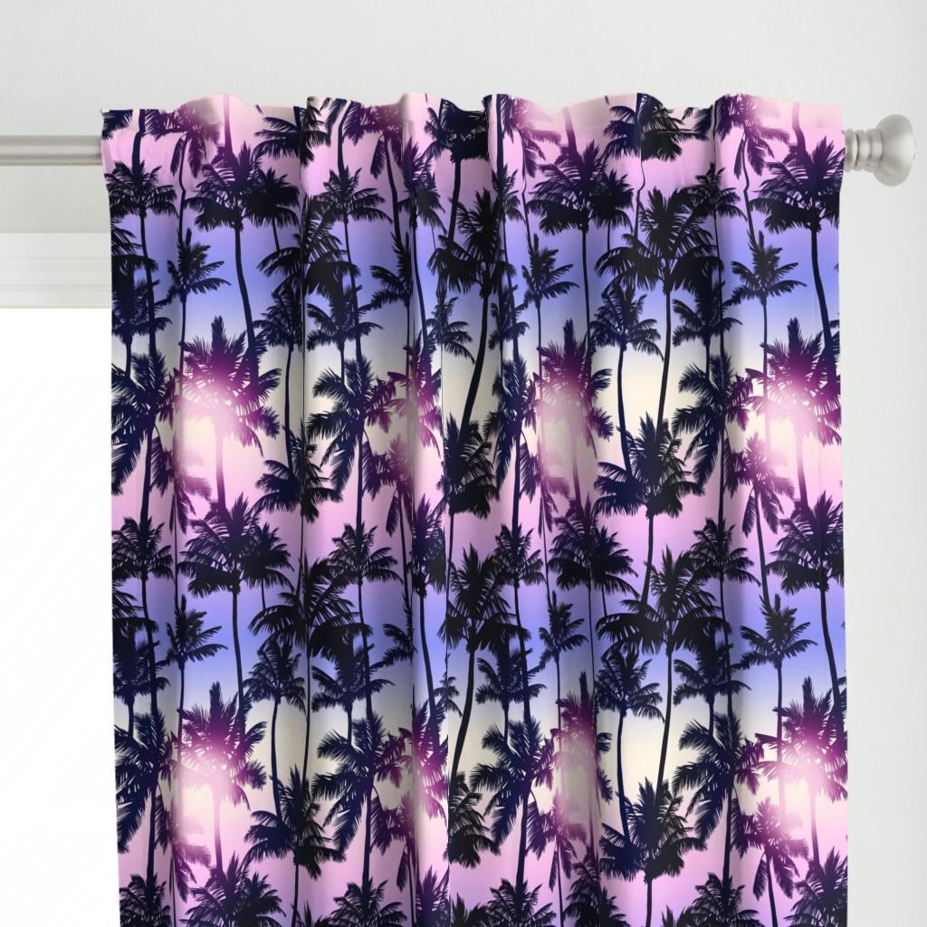 Sunset Palm / Purple Pink Ombre Background / Large Scale