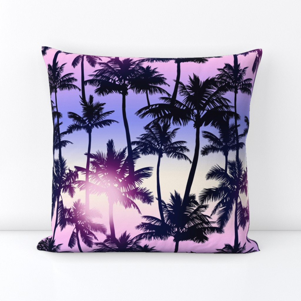 Sunset Palm / Purple Pink Ombre Background / Large Scale