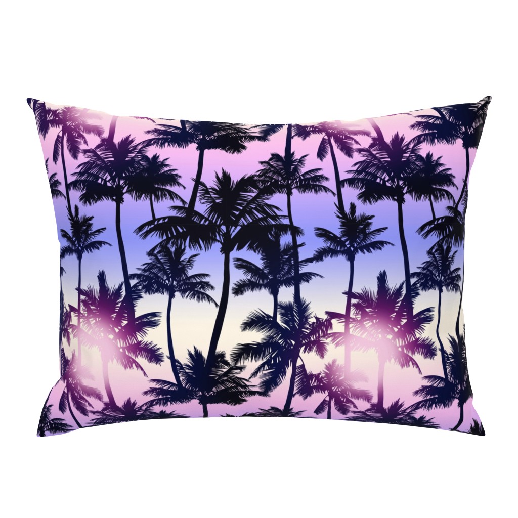 Sunset Palm / Purple Pink Ombre Background / Large Scale