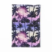 Sunset Palm / Purple Pink Ombre Background / Large Scale