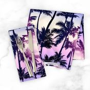 Sunset Palm / Purple Pink Ombre Background / Large Scale