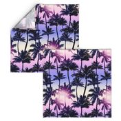 Sunset Palm / Purple Pink Ombre Background / Large Scale