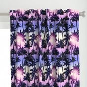 Sunset Palm / Purple Pink Ombre Background / Large Scale